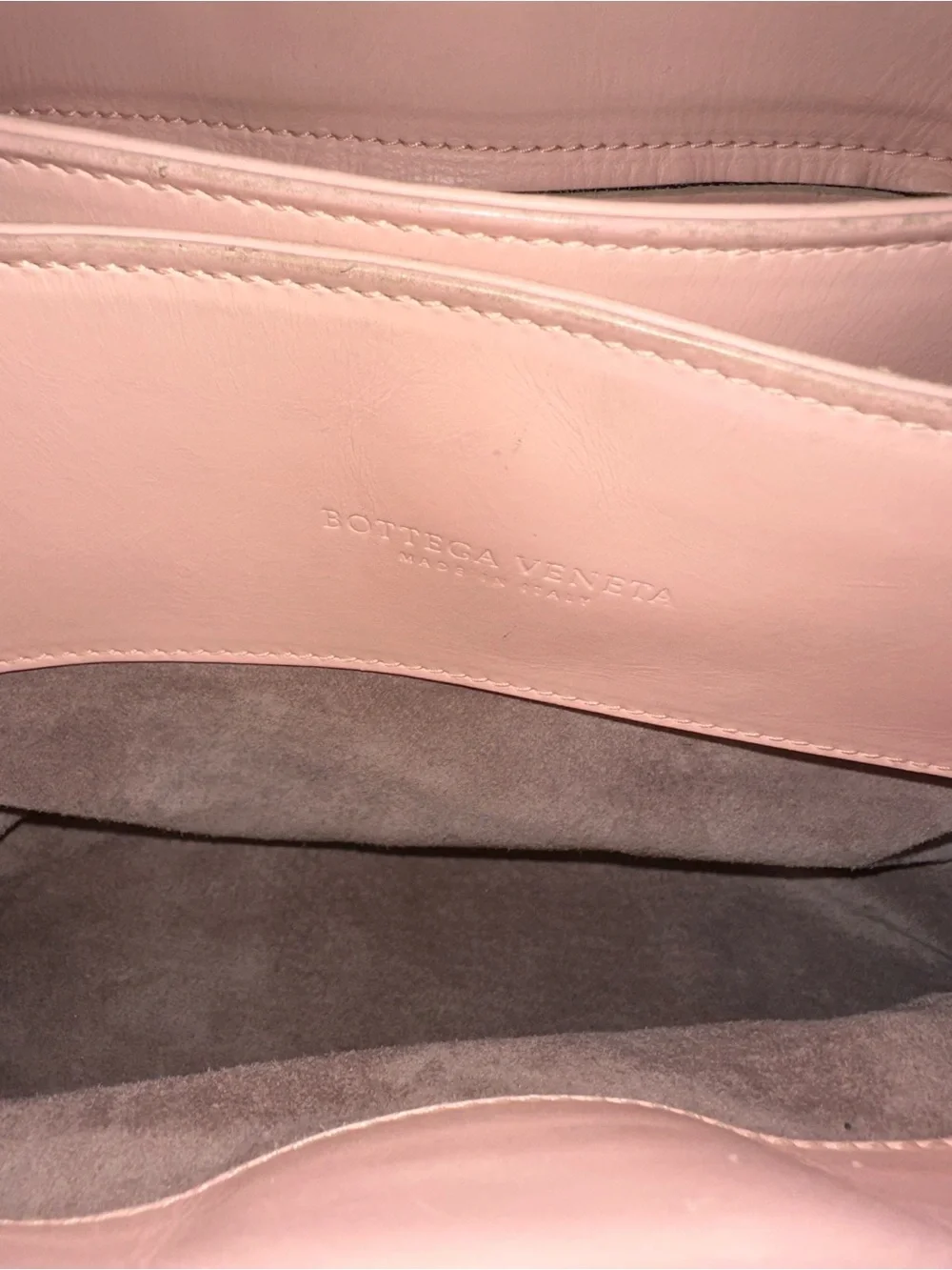 Authentic Bottega Veneta Roma Woven Leather Satchel Handbag in blush pink